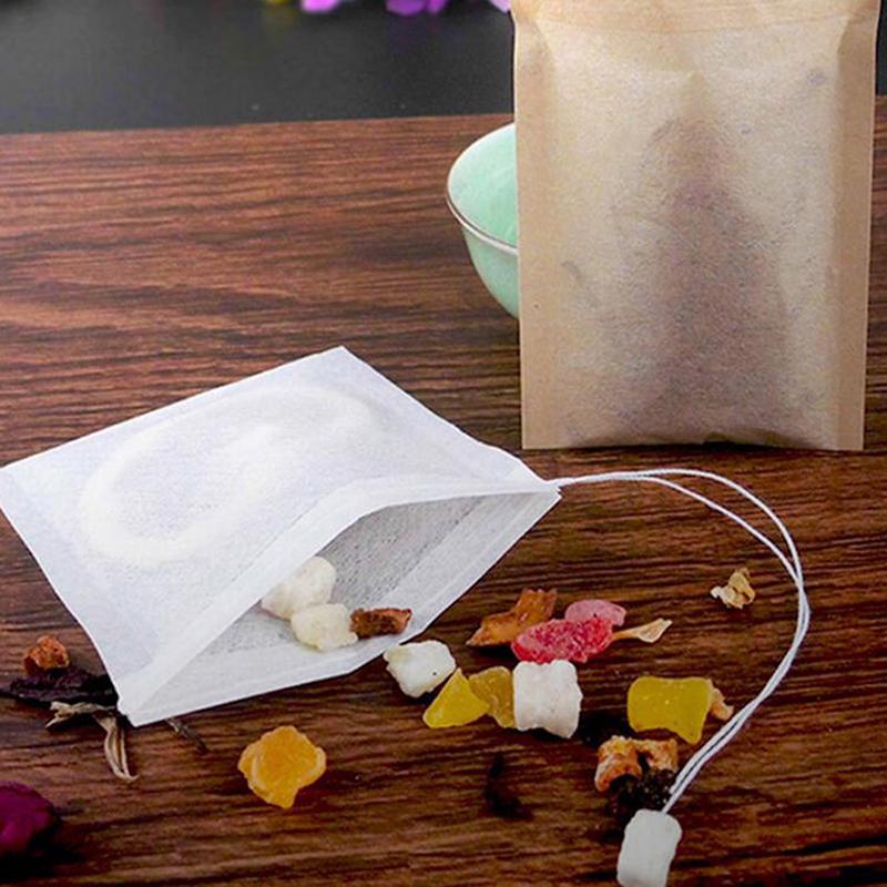 100Pcs/Lot Tea Bag Filter Paper Bags Empty Drawstring Teabags For Herb Tea