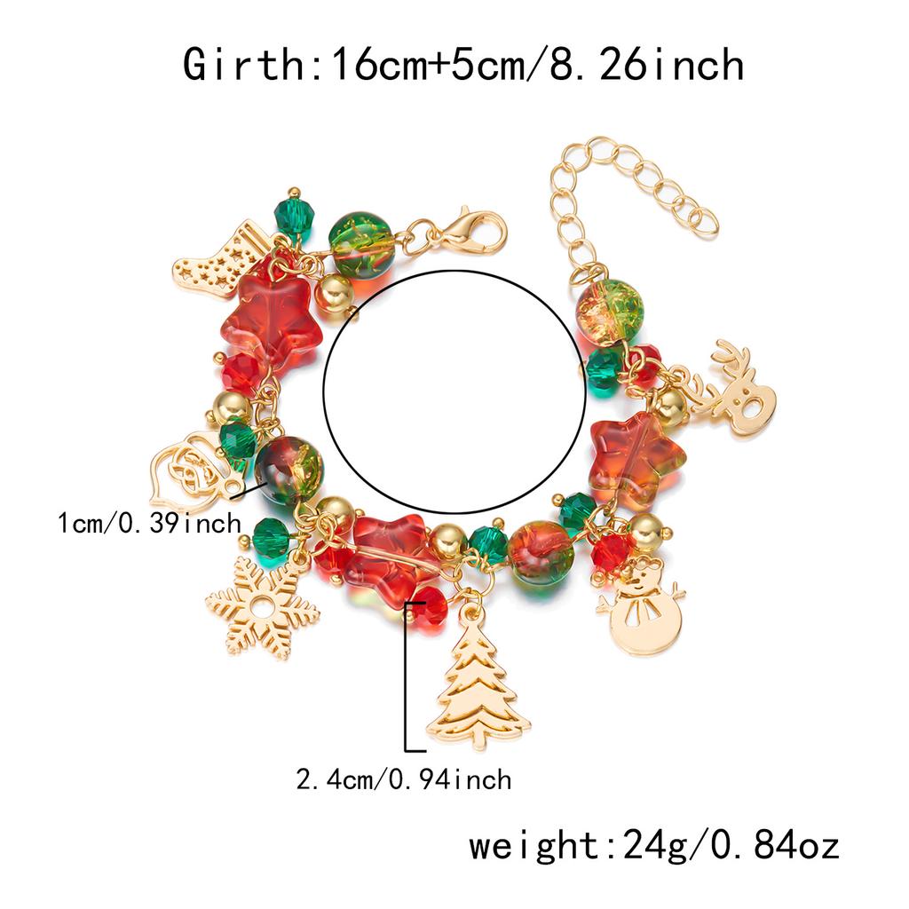 Christmas Bracelet for Women Fashion Elegant Christmas Tree Santa Snowflake Pendant Beaded Bracelets Holiday Party Jewelry Gift for Girls