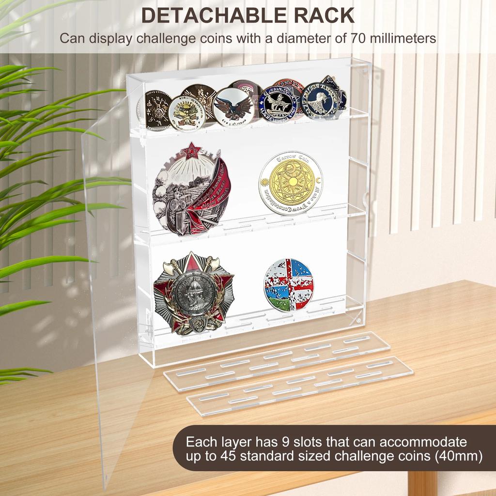 5-stöckige Acryl-Münzdisplay-Box, große Kapazität, Challenge-Münz-Vitrine, Halter, Klarer Acryl-Abzeichen-Organizer, Medaillen-Display, NEU