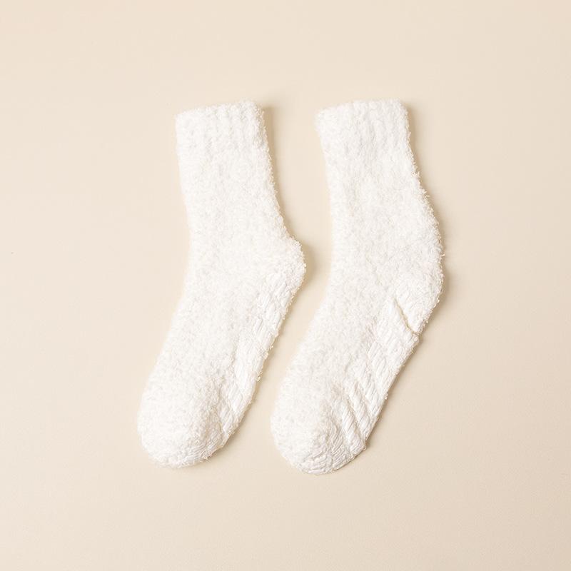 

Women s Winter Thickened Warm Coral Wool Home Floor Tube Socks 1 pair белый
