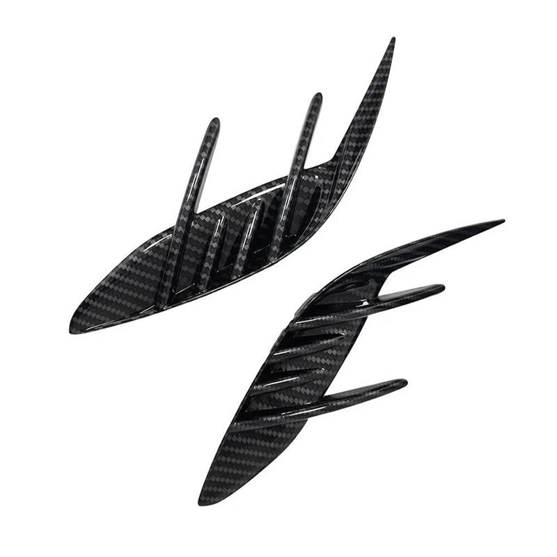 A03Z-1 Paar Dekorabdeckung Spoiler für Auto Stoßfänger Hinten Seitenlüftungsgitter Für KIA Stinger 2017- Autoteile Kohlefaser-Muster Farbe