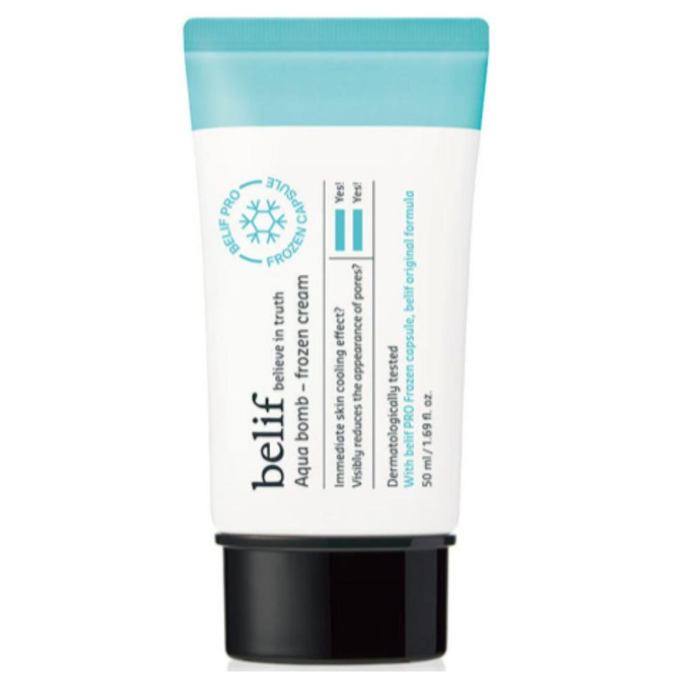 belif Aqua Bomb Frozen Cream 50ml - Instant Cooling & Pore Tightening Sorbet Cream for Heated Skin