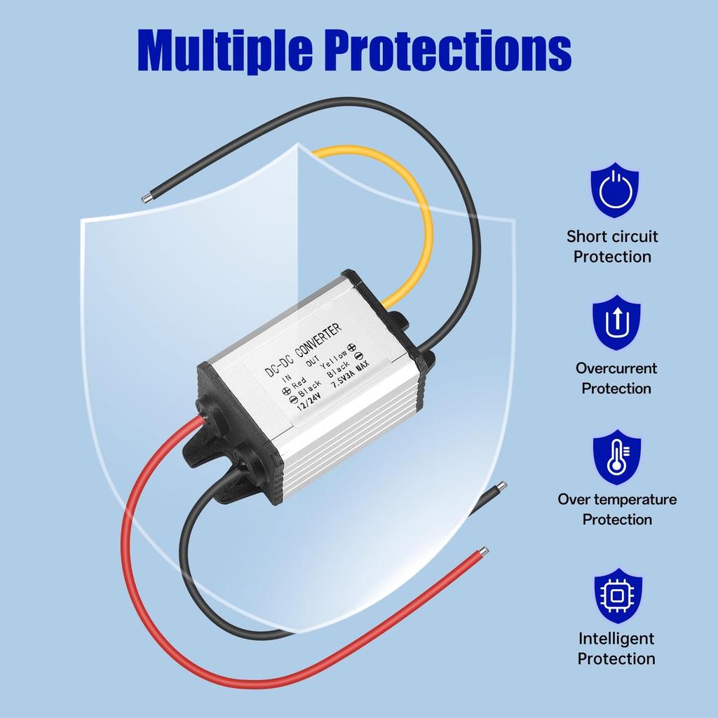 DC /24V - 7.5V Voltage Converter DC 10-30V to 7.5V 3A 22.5W Maximum Power