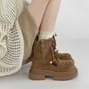 Fashion Korean Version Heightened Platform Strap Beaded Martin Boots Women's Autumn and Winter Retro Versatile Locomotive Short Boots Women's Shoes