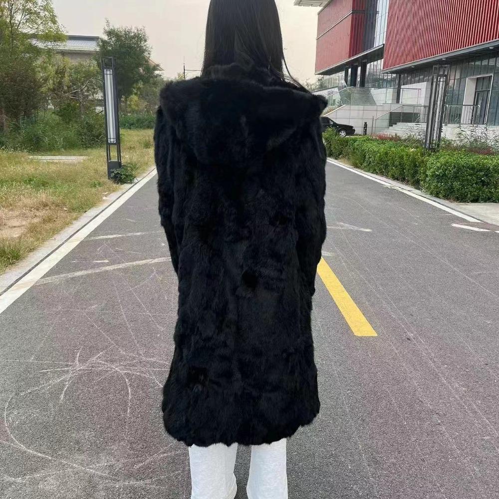 Fur Jacket Women's New Real Rabbit Fur Anti-season Long Medium and Long Fur Integrated Winter Coat