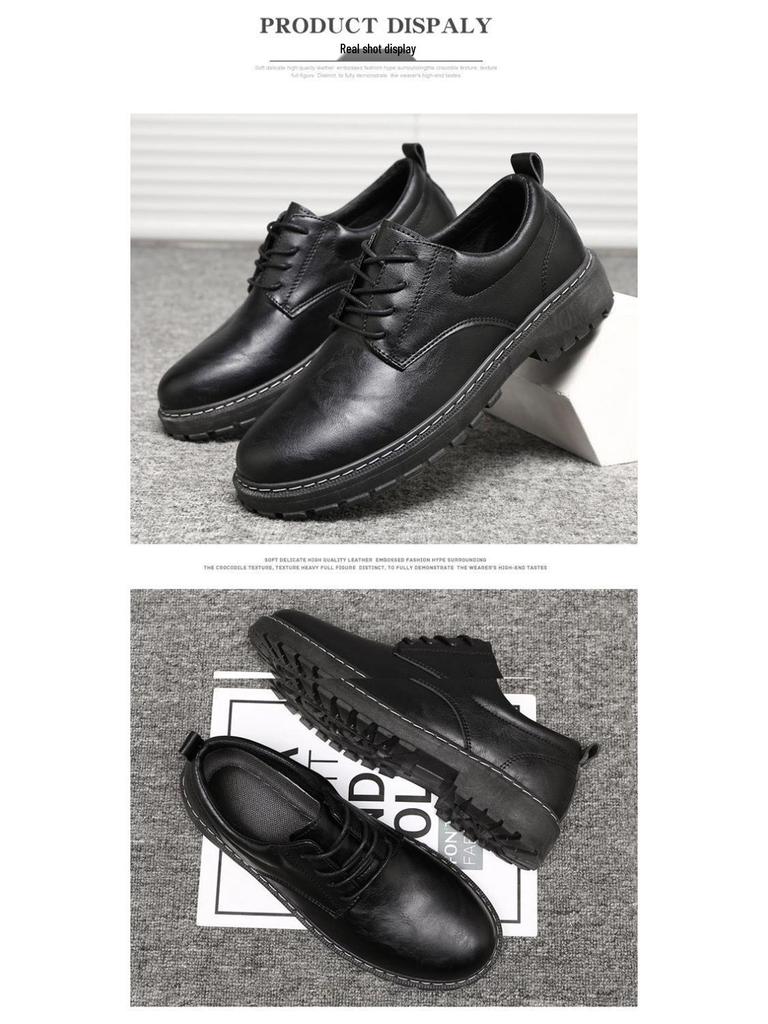 Herren Vielseitige Wasserdichte Schwarze Lederschuhe - Casual, Koch und Arbeitsstil, Koreanisches Martin-Design