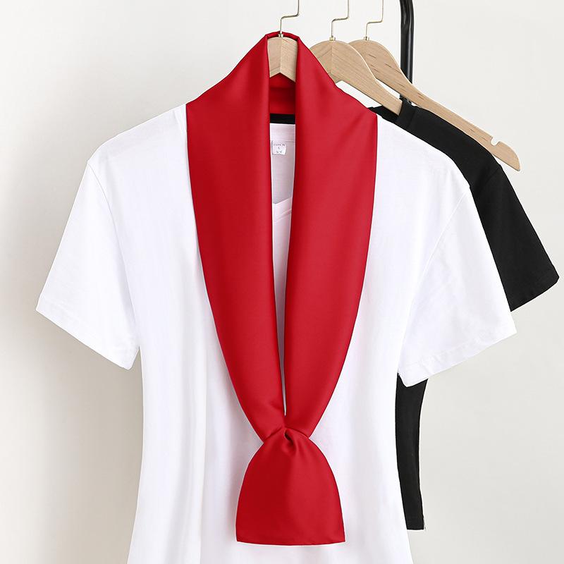 New Silk Scarf Women's Small Long Narrow Silk Scarf Spring and Autumn Scarf Professional Temperament Scarf Shirt Accessories Tied Bag Headband