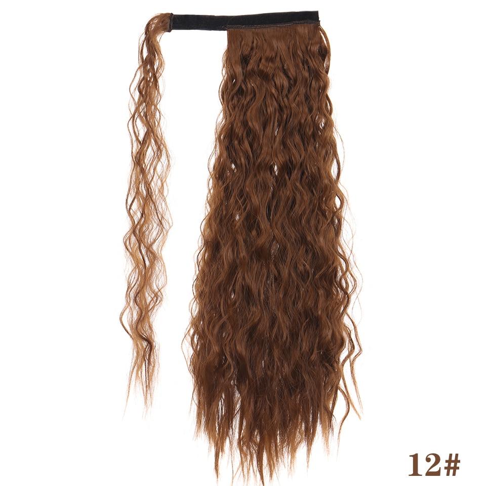 LUPU Synthetic Long Corn Perm Ponytail Hair Extension Clip In Hairpiece For Women Wrap Around Magic Paste Ponytail Extensions