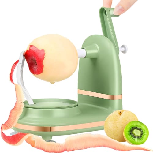Manual Crank-Up Peeler, Corer, and Slicer - Suction Non-Slip Counter Grip - Stainless Steel Blade - Peel and Core In Seconds for Quick Applesauce Pie