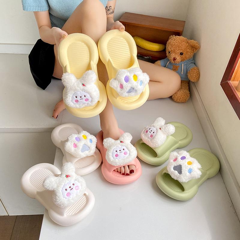 

Cartoon rabbit slippers female summer wear non-slip soft bottom student indoor home home home bedroom sandals 36/37 рожевий