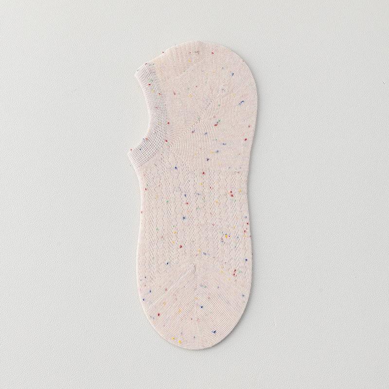 Dot Yarn Women's Spring and Summer Thin Cotton Socks, Shallow-mouthed Invisible Short Socks, Silicone Anti-slip and Non-dropping Heel Socks
