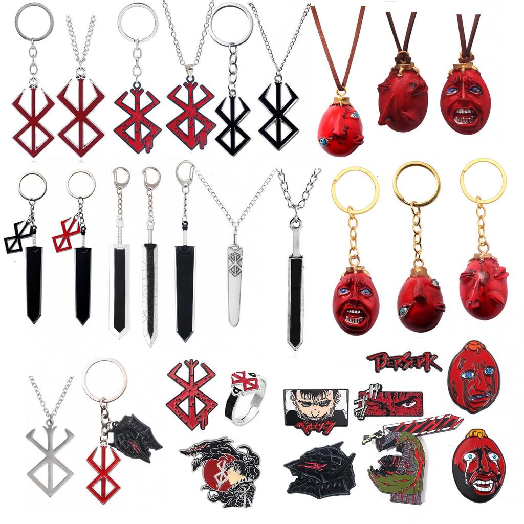 Collar con Llavero de Logo de Guerrero Berserk - Accesorios de Broche Huevo del Rey Guts