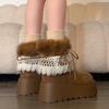 White thick-soled short snow boots, velvet warm and heightened season Birkenstocks, non-slip cotton shoes