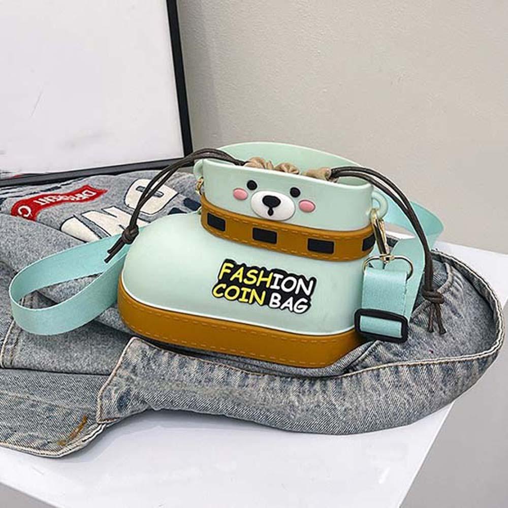 Cute Bear Boots Drawstring Bag Versatile Small Phone Purse Waterproof Cartoon Pouch Shopping