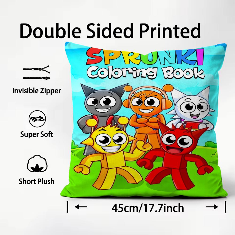 Popular Game Character Sprunki Cushion Cover Comfortable Reversible Pillow Cover Ideal For Car Sofa Bedroom & Beyond