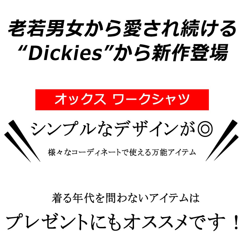 Men's Dickies Oxford Work Shirt, Long Sleeve, Sizes M, L, XL, White, Cobalt, Navy, Striped, One-Point Design, 10001812 (JP, Alphabet, XL, WHITE)