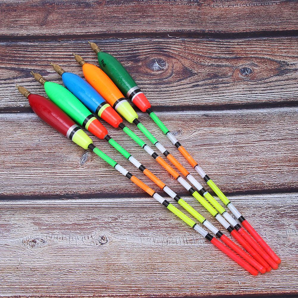 5PCS Multiple Color Balsa Wood Fishing Float Bobber Bite Indicator Angling Equipment(6+2g )
