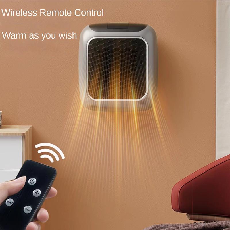 800W Mini-Heizlüfter für Zuhause Kleines Badezimmer Heizlüfter Wandmontiert PTC Keramik Elektroheizer Mit Fernbedienung