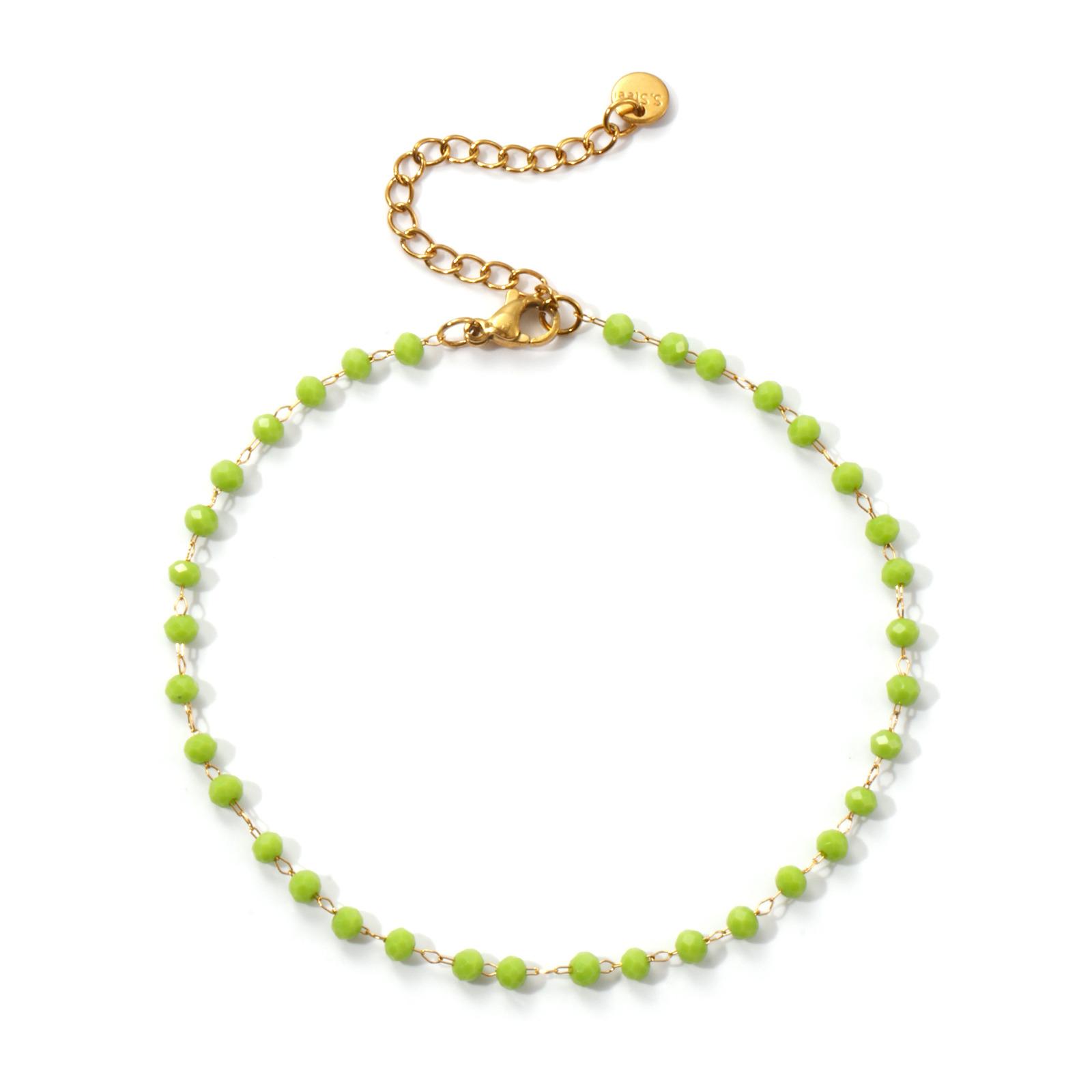 

1 Piece Stylish 18K Gold Plated 304 Stainless Steel & Glass Beaded Chain Anklet For Women Summer Beach Gift 22cm(8.7 ) long