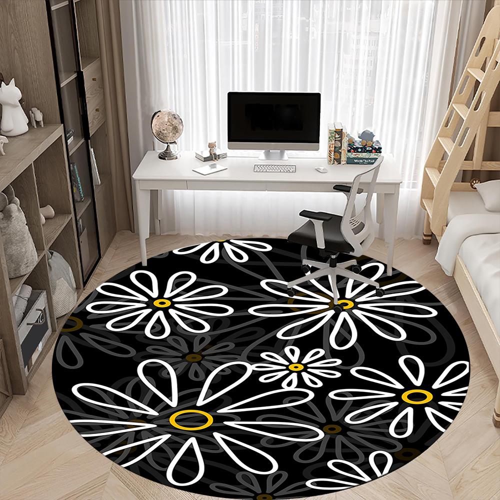 1pc Floral Pattern Office Round Area Rug, Indoor Mat Suitable ForOffice, Under Office Chairs Bedroom Living Room Home Decor, Room Decot154