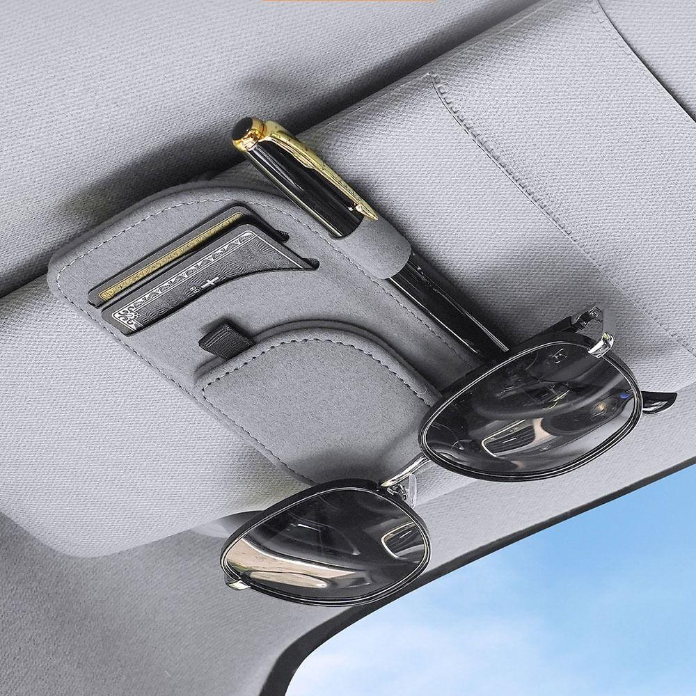 Magnetic Clip Magnetic Car Eyeglass Clips PU Leather Sunglasses Storage Case Auto Accessories