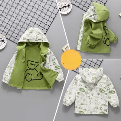 Handsome Outdoor Trench Coat for Boys and Girls Spring and Autumn Children Wear Casual Hooded Coats On Both Sides