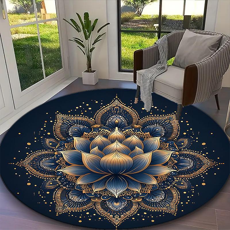 1pc Mandala Rug, Digital Printed Home Chair Sofa Mat, Durable Office Round Carpet, Beautiful Festival Decorations