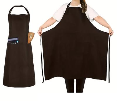 Velikost Plus 89cm Nastavitelná zástěra s kapsami Kuchyňská zástěra na vaření Dlouhý design s náprsenkou Jednobarevná, Funkční nositelná kuchyňská pomůcka
