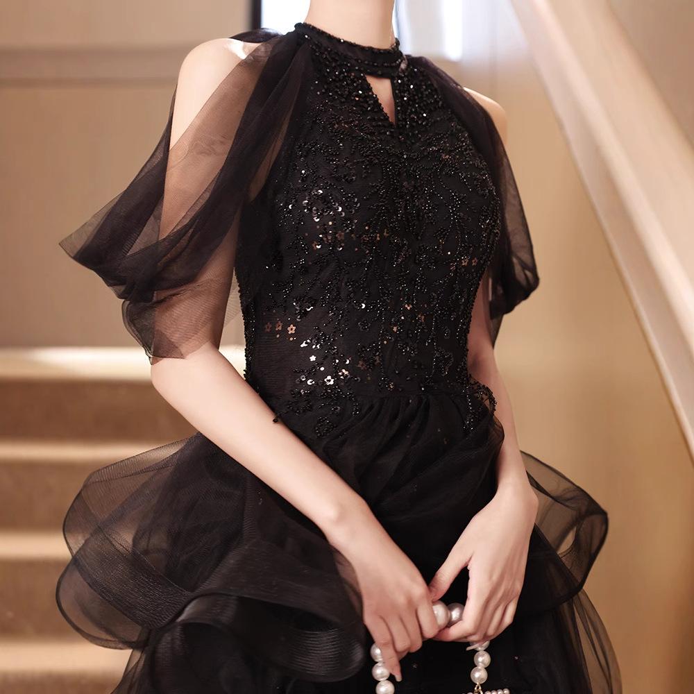 Black Evening Dress Banquet 1011 Summer Summer New Temperament Annual Meeting Host Small Dress Dress Women's High-end Performance Dress