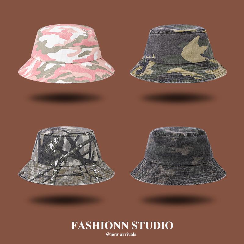 New Washed Old Retro Camouflage Soft Bucket Hat Men And Women Outdoor Mountaineering Sun Hat Sun Protection