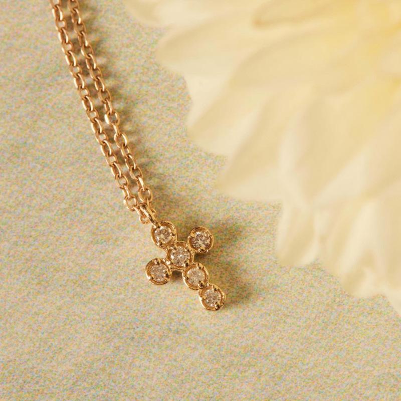 Color Zirconium Cross Necklace Beautiful Woman Commuting Zircon Collarbone Chain Direct Sales