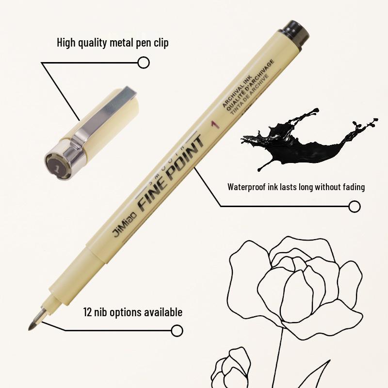 Cross-Stitch Needle Pen: 12 Line Widths, Fine Liner, Water-Based Manga Sketch Pen