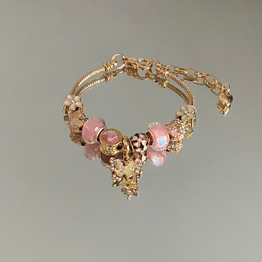 Vintage Butterfly Water Drip Bracelet With Beaded Design For Unisex Fashion Accessory