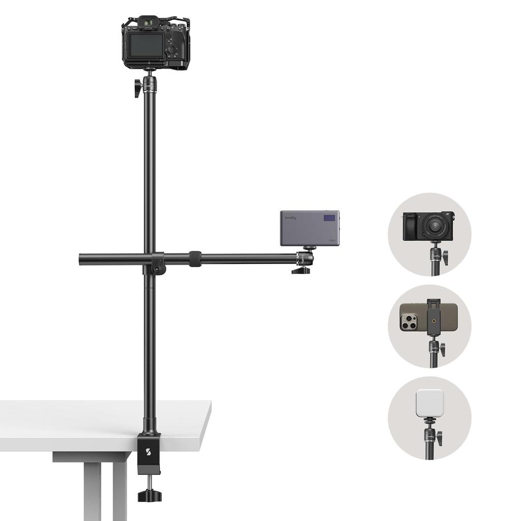 SmallRig Desktop Support Kit, Arm Desk Mount with 360° Ball Head, Mount Stand for Cameras, Cell Phones, Lights, and Microphones, 4938