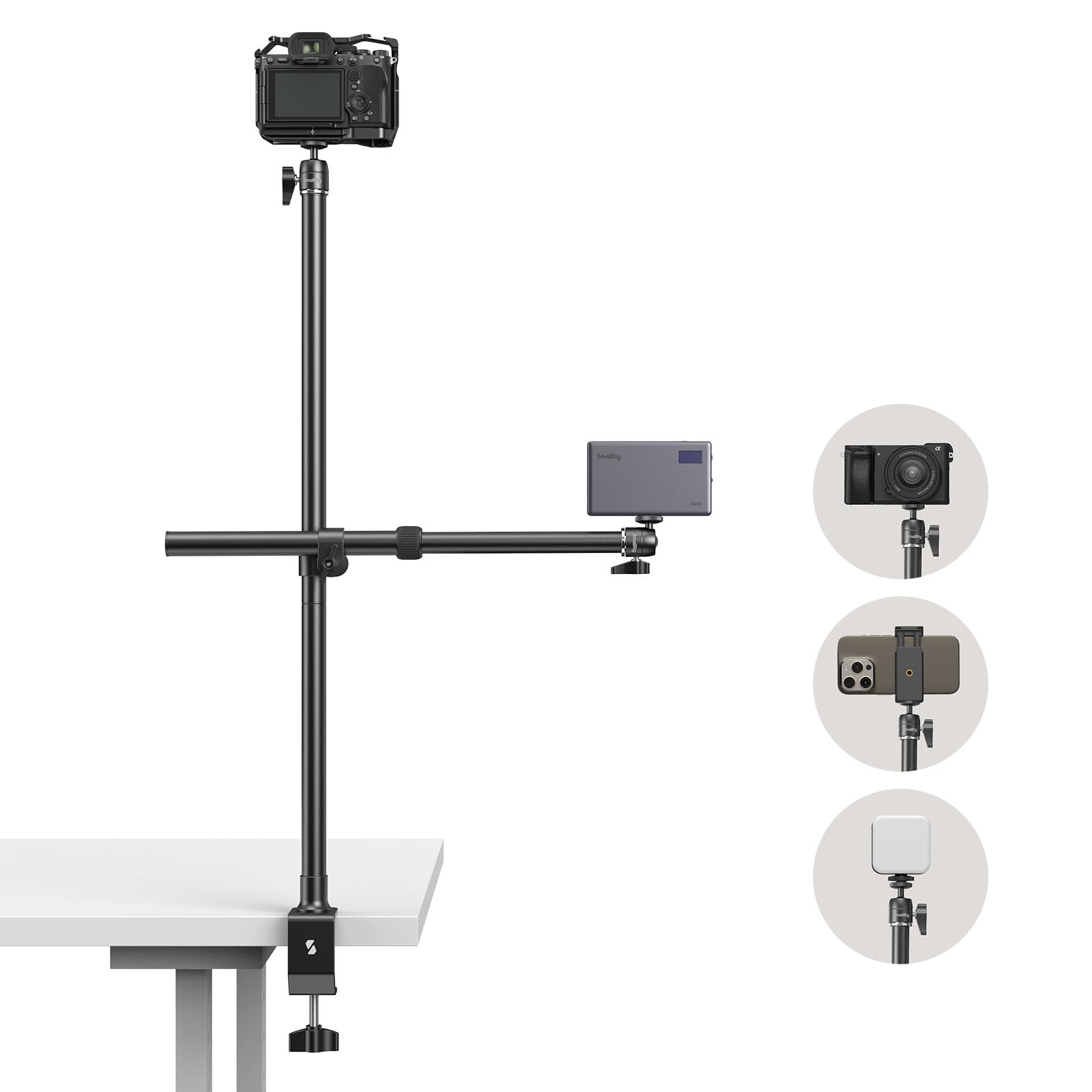 

SmallRig Desktop Support Kit, Arm Desk Mount with 360° Ball Head, Mount Stand for Cameras, Cell Phones, Lights, and Microphones, 4938