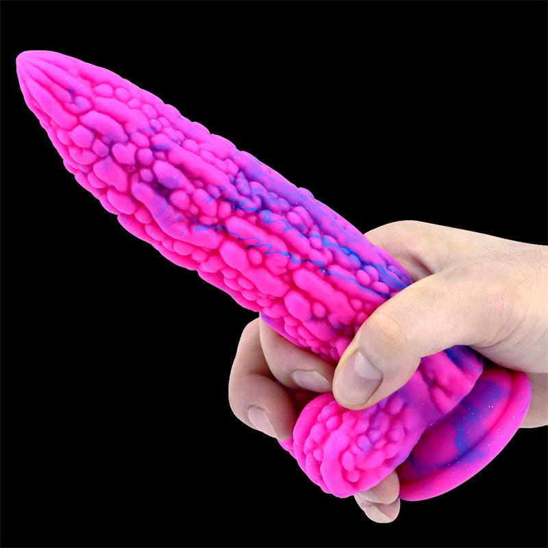 Sexy Bitter Gourd Stick Color Fake Penis Silicone Simulation Penis Masturbation Device for Men and Women Anal Expansion Anus Deep Sucker Anal Plug