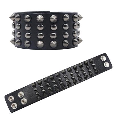 European-American Leather Skull Rivet Punk Bracelet