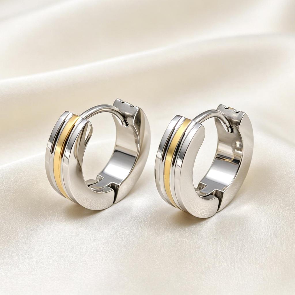 Trendy Gold Stainless Steel Unisex Round Ear Studs