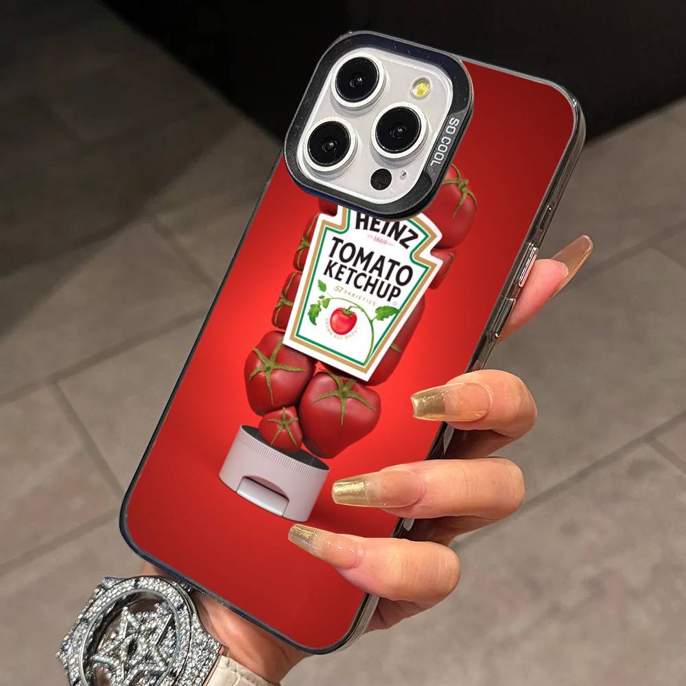 Tomato Ketchup Mustard ART Phone Case For iPhone 17,16,15,14,13,12,11 Plus,Pro Max,XS,Colorful Silver Phone Case Funda Cover