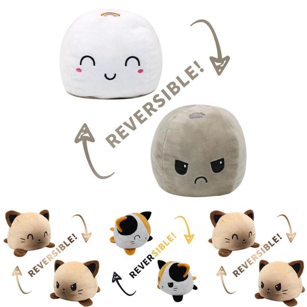 Dwustronny Pluszowy Kotek, Miękka i Urocza Lalka Zwierzątko dla Dzieci, Prezent