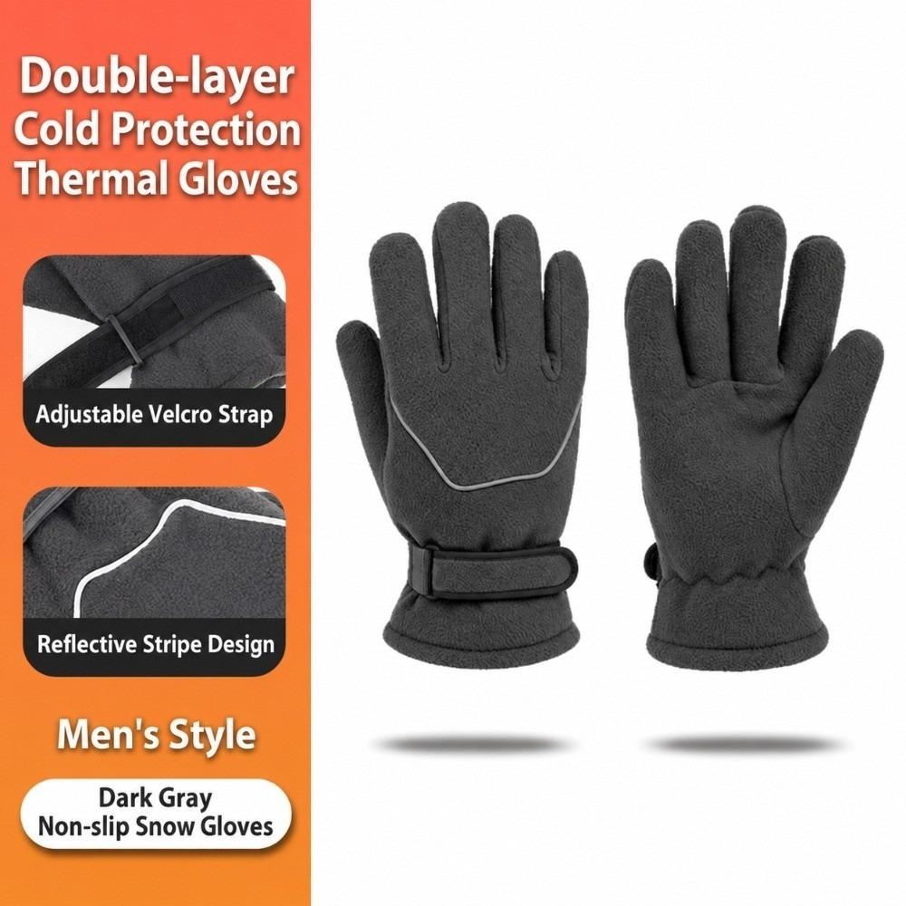 Magic Tape Closure Men Women Winter Gloves Reflective Fleece Gloves Motorcycle Riding