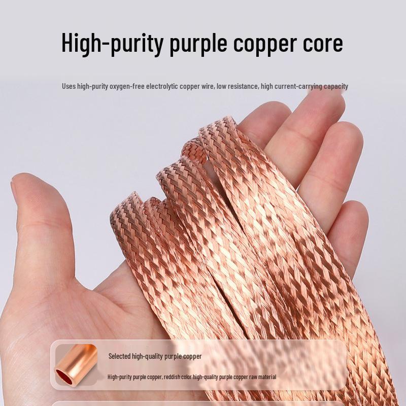 Flexible Red Copper Braided Grounding Strap - Tinned Copper, 4-25 sq mm Options