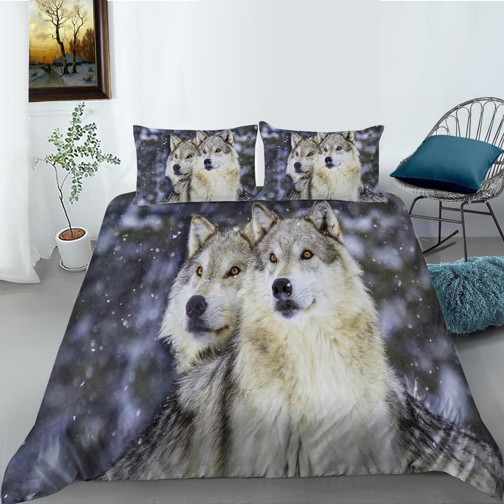 Wolf Series Polyester Bedding Two Or Three-Piece 3D Digital Printing