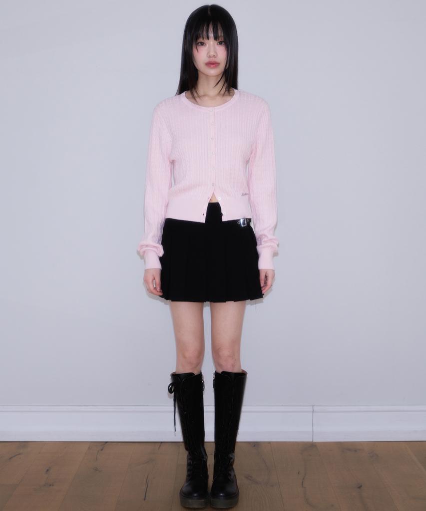 ROSEFRANTZ Double Buckle Pleat Mini Skirt [Black]