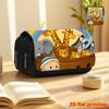 Bible Noah'S Ark Story 2D Printed Double-Layer Flip Black Pencil Case - Back-To-School Essential Pencil Box, Daily Multi-Functional Makeup Bag, Large