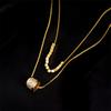 316L Stainless Steel New Fashion Fine Jewelry 2-Layer Cube Embed Zircon Beading Charm Chain Choker Necklaces Pendant For Women