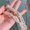 Natural freshwater pearl neck chain, three-layer choker necklace, female collarbone chain 11k gold injection, retro high-end light luxury