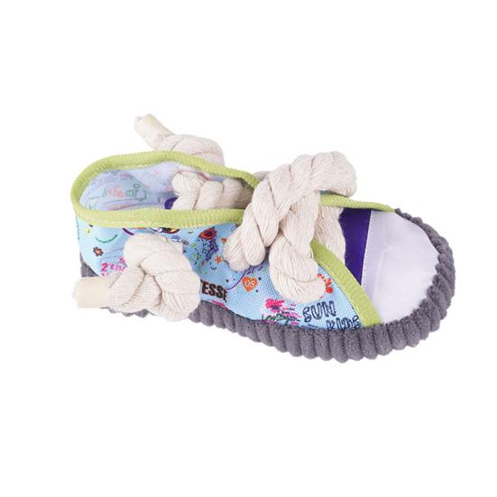 Dog Chew Toy Sneaker Funny Puppy Teething Toy Cotton Rope Chew Toy with Squeaker And Bell for Aggressive Chewers Small Medium Dogs Fetch Tug-of-War