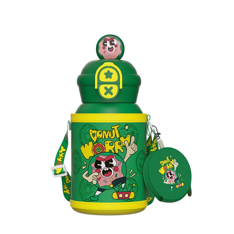 

Cartoon children s doll double drink thermos cup high value cute fun cute straw cup 316 stainless steel portable water cup 550ml