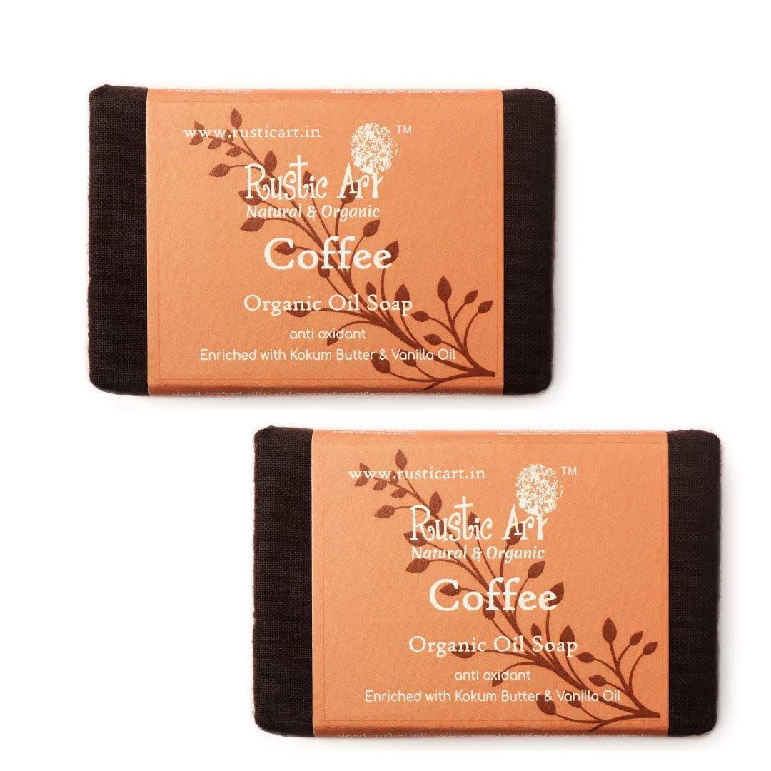 Rustic Art Coffee Organic Soap | Cold-Pressed Handmade | 100g Natural Skincare (Pack of 2)